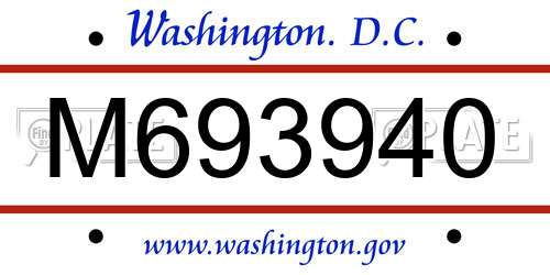 M693940 District Of Columbia License Plate