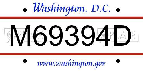 M69394D District Of Columbia License Plate