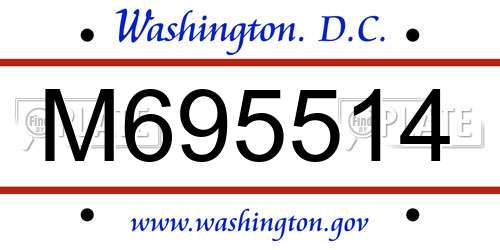 M695514 District Of Columbia License Plate