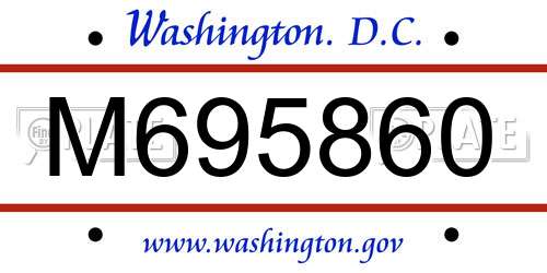 M695860 District Of Columbia License Plate