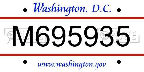 M695935 District Of Columbia License Plate
