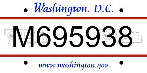 M695938 District Of Columbia License Plate
