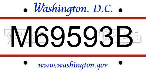 M69593B District Of Columbia License Plate