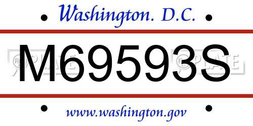 M69593S District Of Columbia License Plate