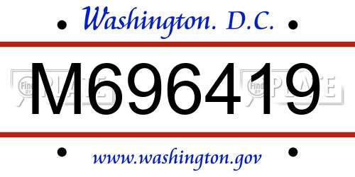 M696419 District Of Columbia License Plate