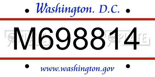 M698814 District Of Columbia License Plate