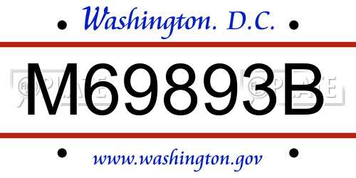 M69893B District Of Columbia License Plate