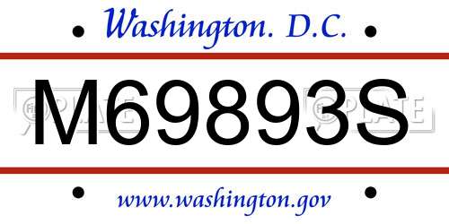 M69893S District Of Columbia License Plate