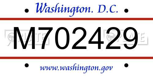 M702429 District Of Columbia License Plate