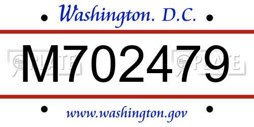 M702479 District Of Columbia License Plate