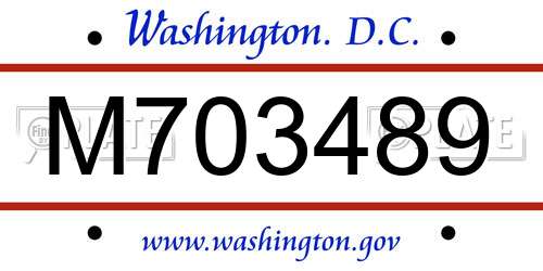 M703489 District Of Columbia License Plate
