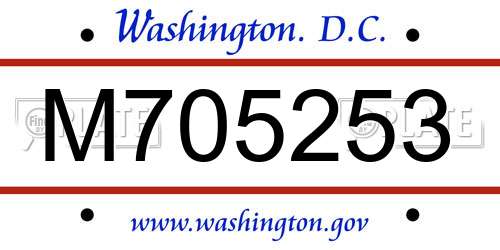 M705253 District Of Columbia License Plate