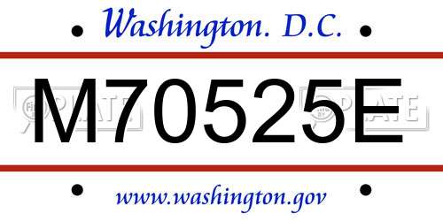 M70525E District Of Columbia License Plate