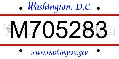 M705283 District Of Columbia License Plate