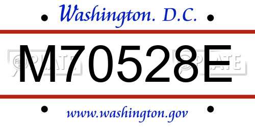 M70528E District Of Columbia License Plate