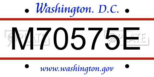 M70575E District Of Columbia License Plate