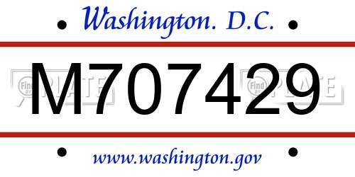 M707429 District Of Columbia License Plate