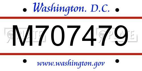 M707479 District Of Columbia License Plate