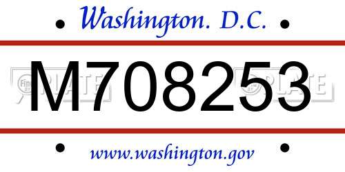M708253 District Of Columbia License Plate