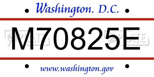 M70825E District Of Columbia License Plate