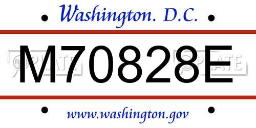 M70828E District Of Columbia License Plate
