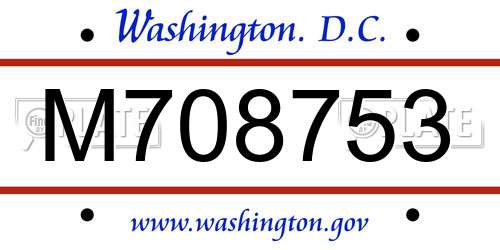 M708753 District Of Columbia License Plate