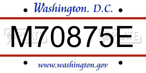 M70875E District Of Columbia License Plate
