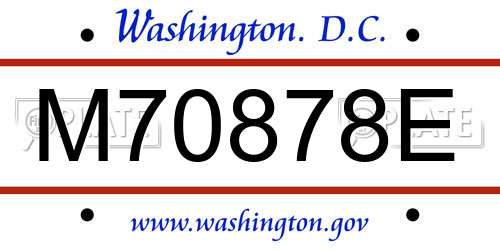 M70878E District Of Columbia License Plate