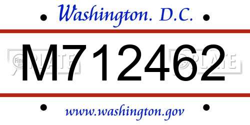 M712462 District Of Columbia License Plate