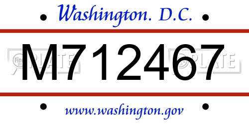 M712467 District Of Columbia License Plate