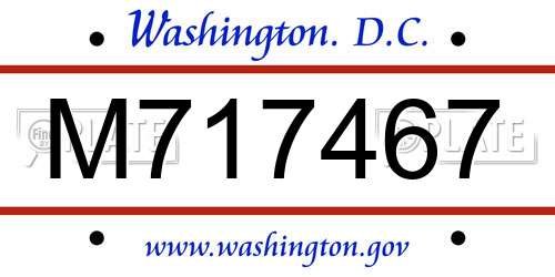 M717467 District Of Columbia License Plate