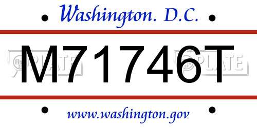 M71746T District Of Columbia License Plate