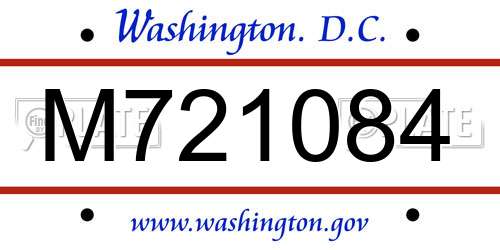 M721084 District Of Columbia License Plate