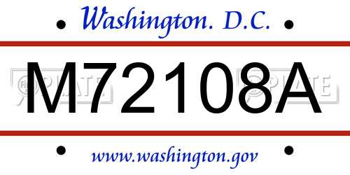 M72108A District Of Columbia License Plate
