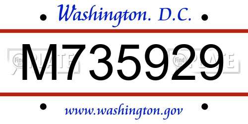 M735929 District Of Columbia License Plate
