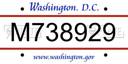 M738929 District Of Columbia License Plate