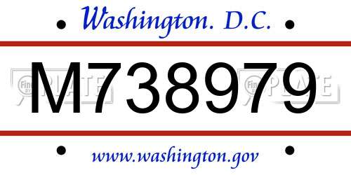 M738979 District Of Columbia License Plate