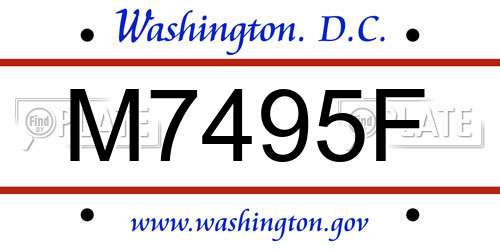 M7495F District Of Columbia License Plate