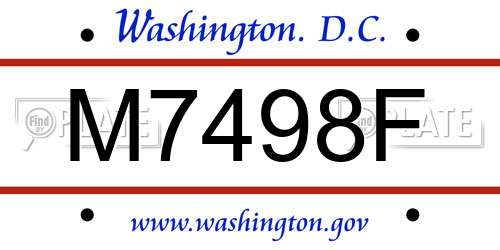 M7498F District Of Columbia License Plate