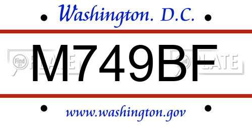 M749BF District Of Columbia License Plate