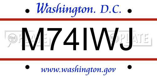 M74IWJ District Of Columbia License Plate