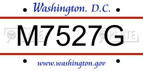 M7527G District Of Columbia License Plate