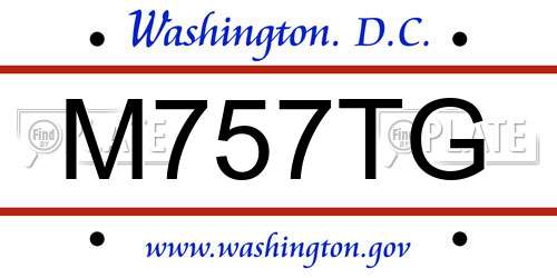 M757TG District Of Columbia License Plate
