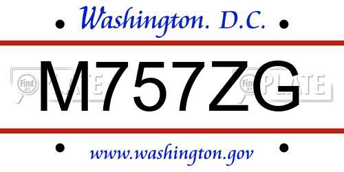 M757ZG District Of Columbia License Plate
