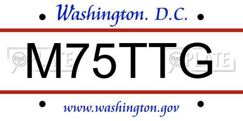 M75TTG District Of Columbia License Plate