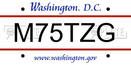 M75TZG District Of Columbia License Plate