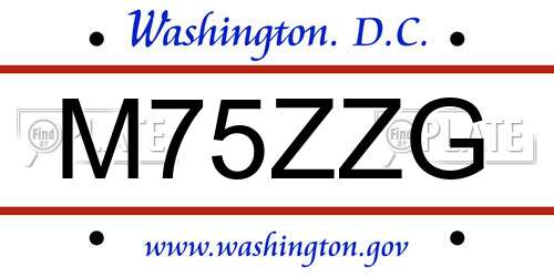 M75ZZG District Of Columbia License Plate