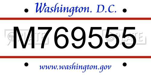 M769555 District Of Columbia License Plate