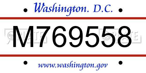 M769558 District Of Columbia License Plate