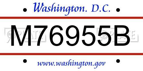 M76955B District Of Columbia License Plate